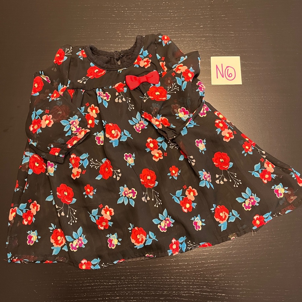 Baby Starters 6-9m Black Floral Dress